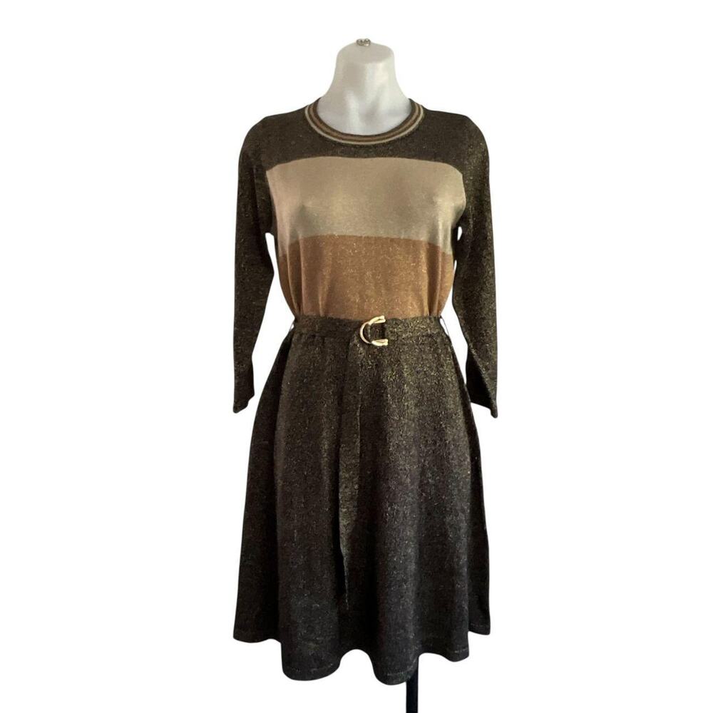 Calvin Klein Shimmery Colorblock Dress w/Belt: Y2K, Modern